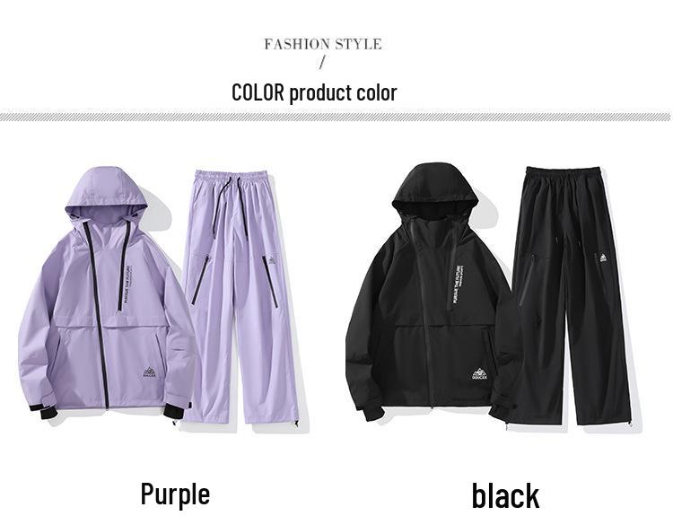 Waterproof Fleece-Lined Ski Suit: Warm Hooded Two-Piece Set for Men & Women