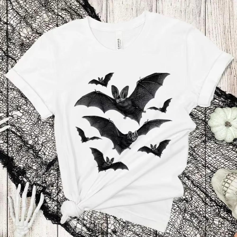 Bats T-Shirt for Men Vintage Cottagecore Gothic Tshirts Halloween Shirt Grunge Tee Short Sleeve Horror Shirt Short Sleeve Tops