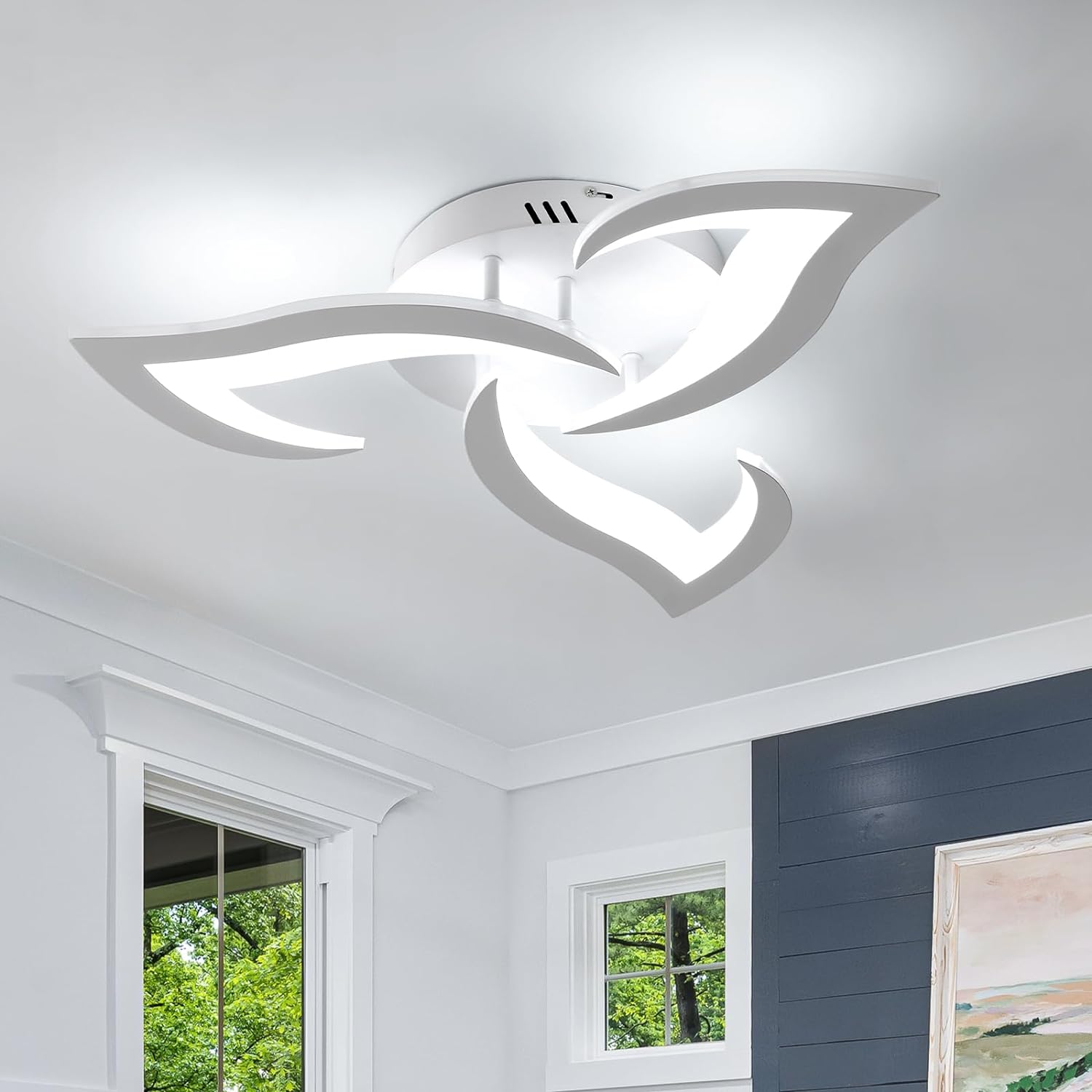 Image of Moderne LED-Deckenleuchte mit Blütenblatt-Design, 36 W, kreative Deckenleuchte, 6500 K, kaltweiße Acryl-Deckenleuchte für Wohnzimmer, Schlafzimmer