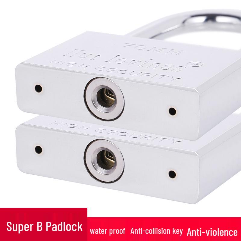 Blade-Shaped Stainless Steel Padlock, Square Head, 30mm, Ideal for Doors, Dorm Rooms, Cabinets, Long-Shank Anti-Theft Design.