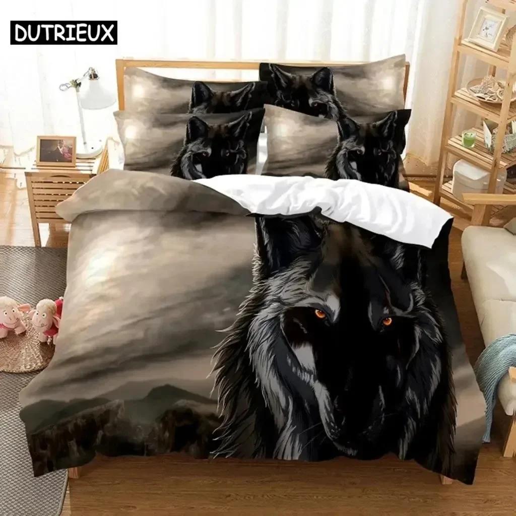 Luxury New 3D Print Love Wolf Comfortable Duvet Quilt Cover Pillowcase Bedding Set Children Bedroom Decoration Home Textile