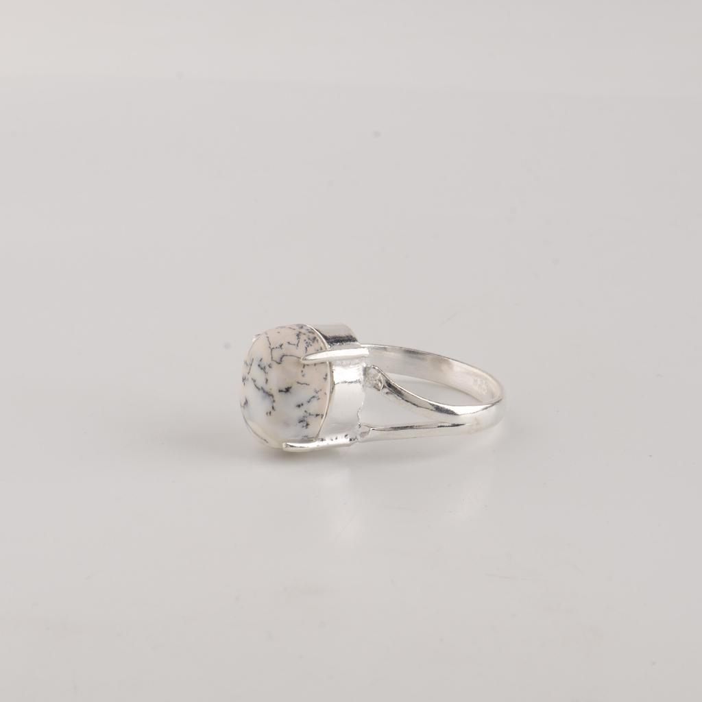 Natural Dendrite Opal Gemstone 925 Sterling Silver Women Jewelry Pretty Engagement Ring For Bride RR-75-29