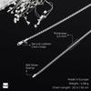 [Amberta] Women's 925 Sterling Silver 2mm Rhombus Curved Chain Necklace: 2.3mm Silver Chain Necklace 55cm