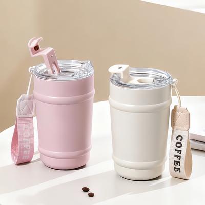 New Thermal Insulation Coffee Cup with Lifting Rope High Value Stainless Steel Water Cup Large Capacity Outdoor with Portable Gift Cup