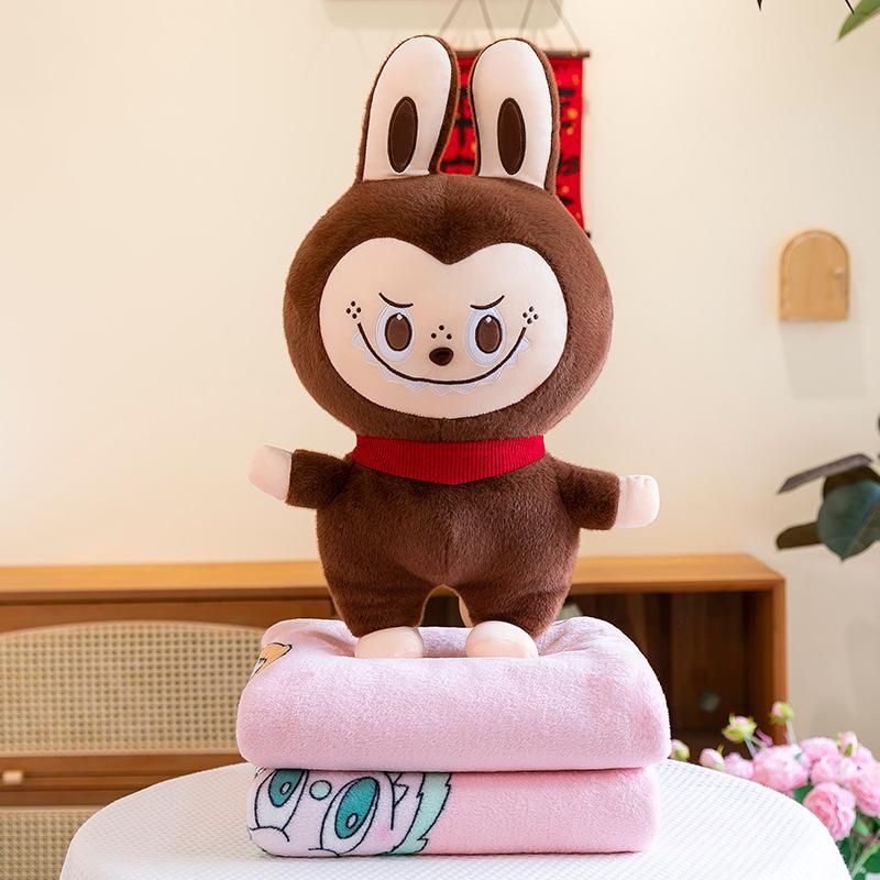 Cartoon Plush Toy & Air Conditioning Blanket - Cute Labbub 2-in-1 Pillow