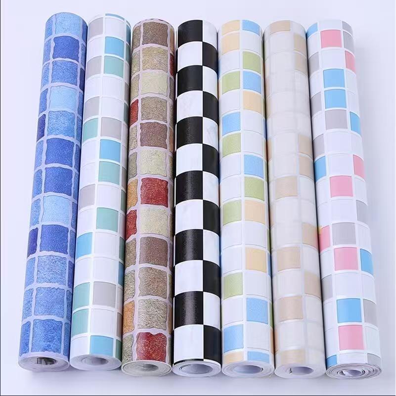 Papel de parede autoadesivo 45CM DIY parede de fundo em grade autoadesivo estilo retrô decoração de casa quarto sala de estar parede de fundo