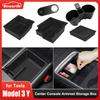 Center Console Storage Box For Tesla Model 3 2023 Model Y 2020-2024 Hidden Car Armrest Front Rear Organizer Flocking Layer Slide