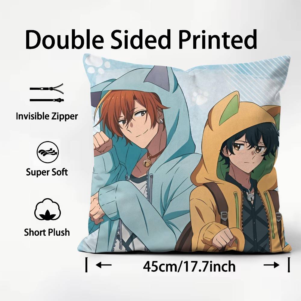 Anime BLSS-Sasaki And M- Miyano Pillow Case Comfort Sofa Bed Silky Elegant Invisible Zipper Custom Decorative Cushion Cover