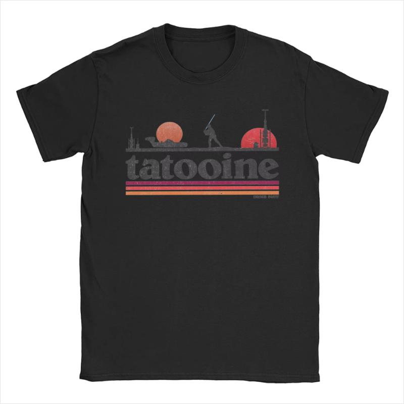 Casual Planet Sky Tatooine TShirts for Unisex Crewneck Cotton T Shirt Short Sleeve Tee Shirt Classic Clothes