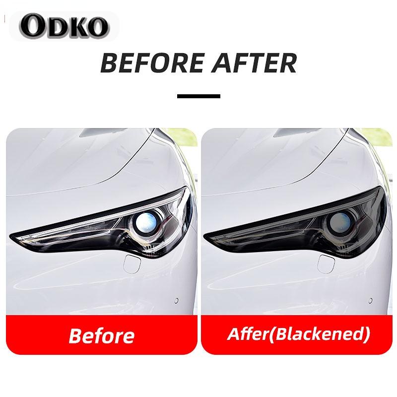 Car Headlight Protective Film Front Light Transparent Smoked Black TPU Sticker For Alfa Romeo Stelvio 949 2017-On