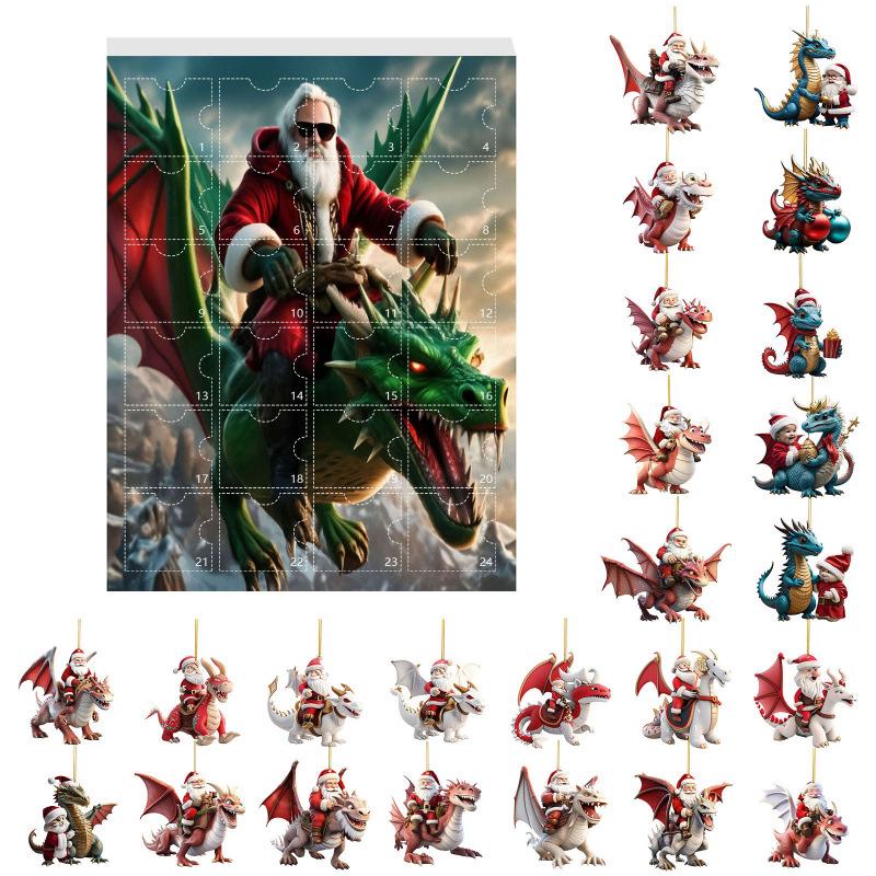 New Christmas Advent Countdown Blind Box: 24 Days of Christmas Tree Ornaments with Dinosaur Pendants