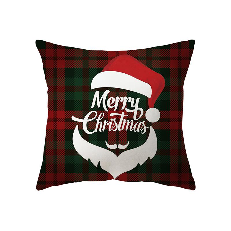 Christmas Theme Elk Print Pattern Cushion Cover Home Living Room Sofa Decoration Square Polyester Pillow Pillow Cover