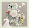 Apple 15 Mobile Phone Case Cartoon Green Bracelet Oil Painting Flower iPhone16ProMax/12/11/xs/xr