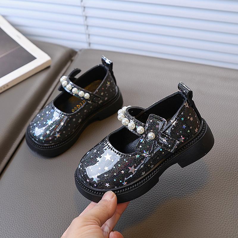 

Girls leather shoes with soft soles, princess shoes for young children, fashionable performance shoes, baby shoes, children s single shoes 21 чёрный