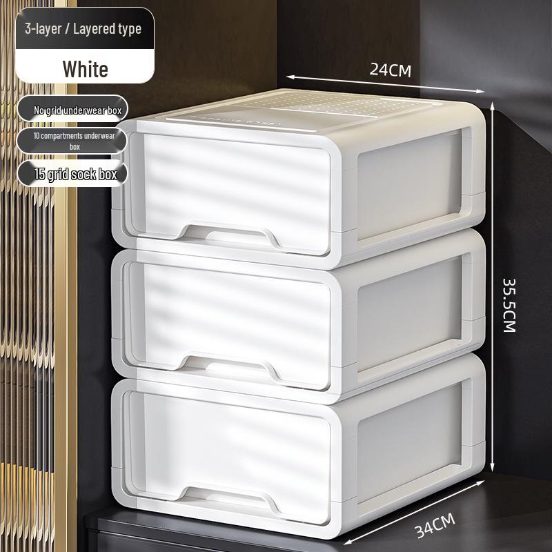 Three-in-One Drawer-Style Underwear, Sock & Panty Organizer Box