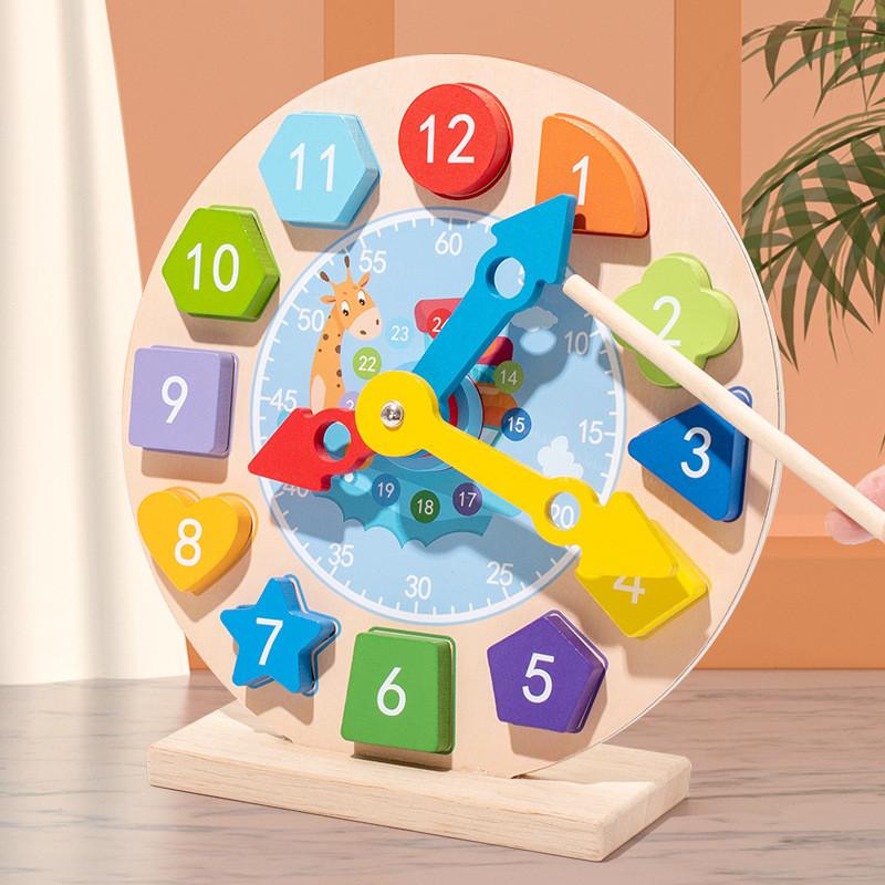 Wooden Educational Clock Toy With Magnetic Numbers For Early Learning Childhood