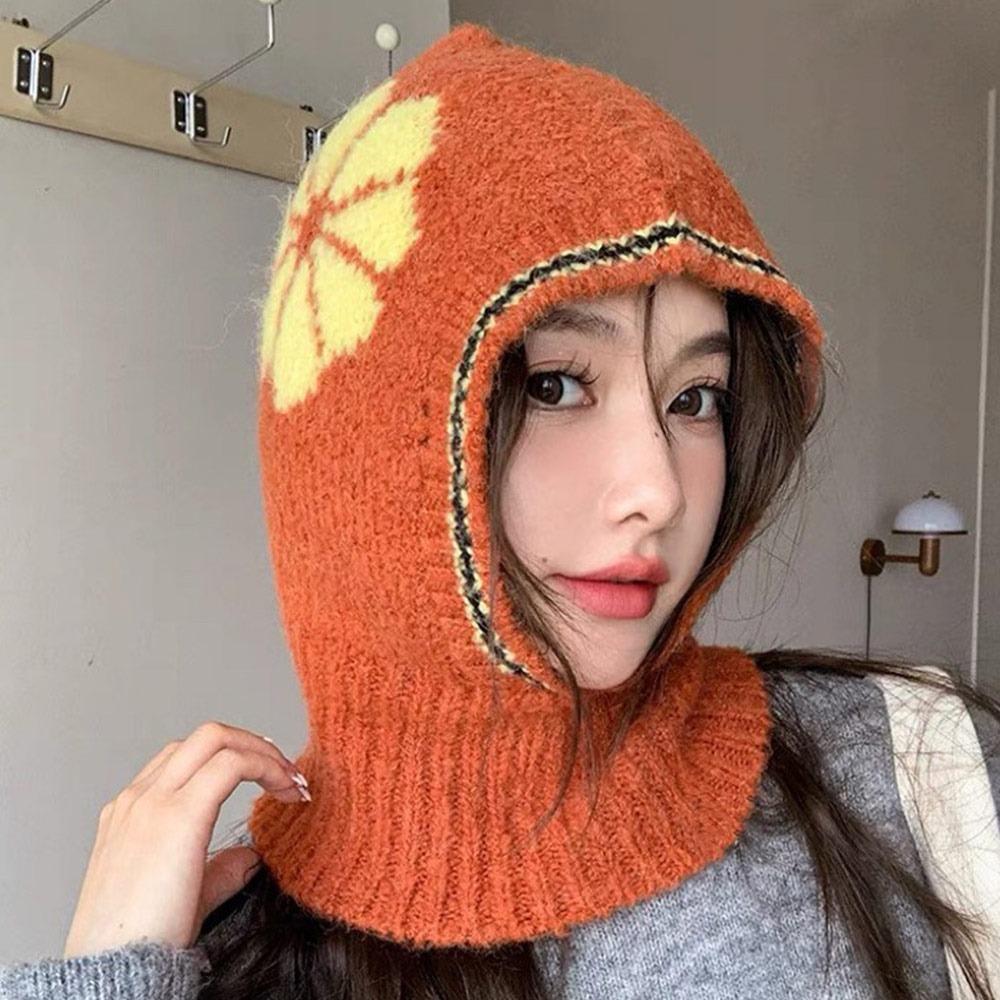 Winter Warm Knitted Balaclavas Ear Protection Neck Warmer Masked Cap Windproof Headgear Pullover Cap Men Women