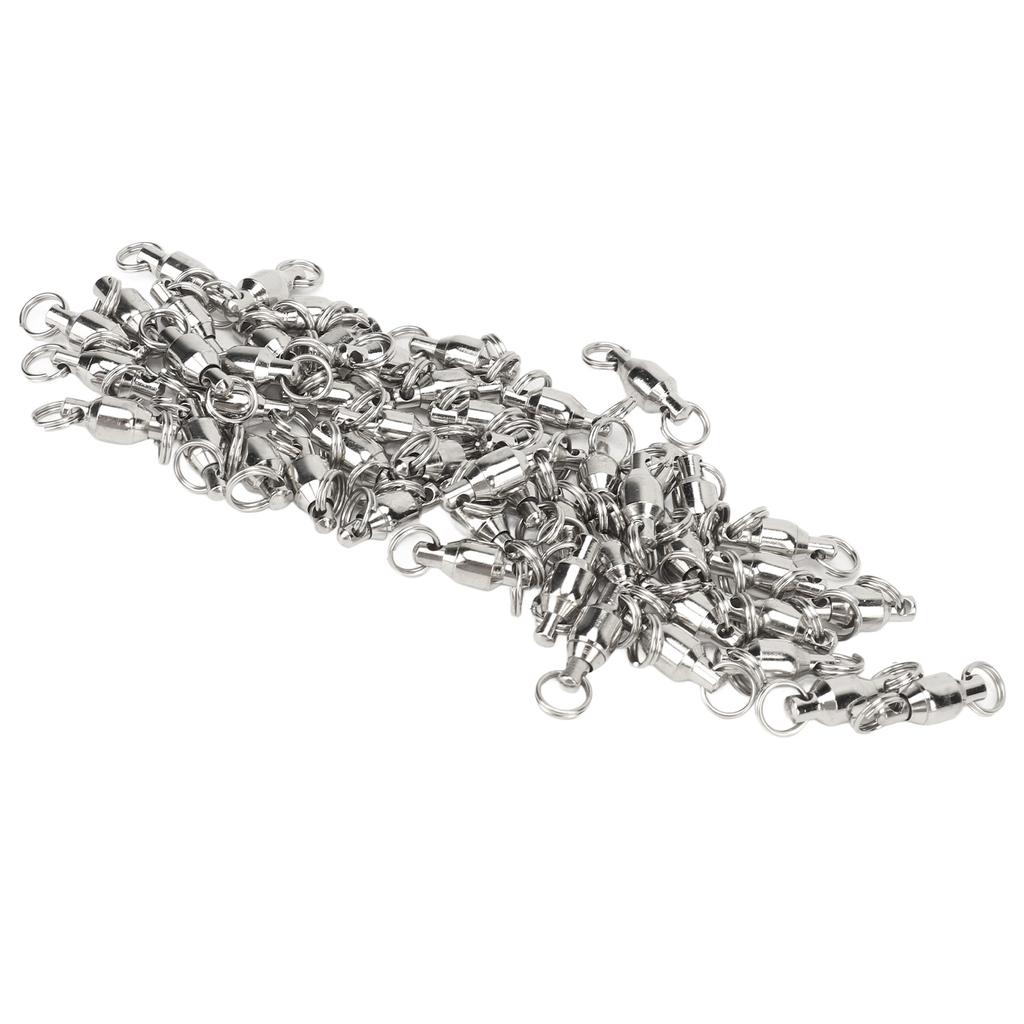 50pcs Ball Bearing Swivels Connector High Strength Stainless Steel  Welded Rings Barrel Swivels