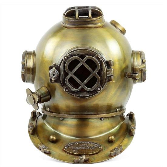 45.72 cm Brass Scuba Diving Helmet US Navy Mark V Replica Nautical Maritime Decor Marine Diver Gift Idea