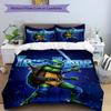 3pcs Custom Name Mutant Turtle Power Printed Bedding Set Duvet Cover Closure Includes 1 Duvet Cover & 2 Pillowcases, Soft and Comfortable for All Seas