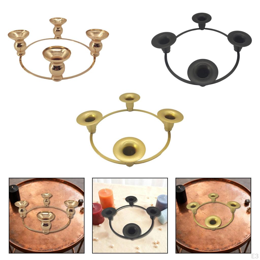 4 Cup Candle Holder Stand Birthday Gift Tea Table Ornament Iron for Office