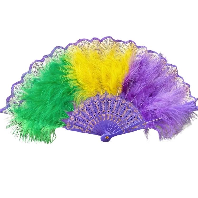 Feathered Fan 20s Retro Folding Fan Flapper Hand Fan for Costumes Dancing Party Wedding Decorations Rave Fan Gift
