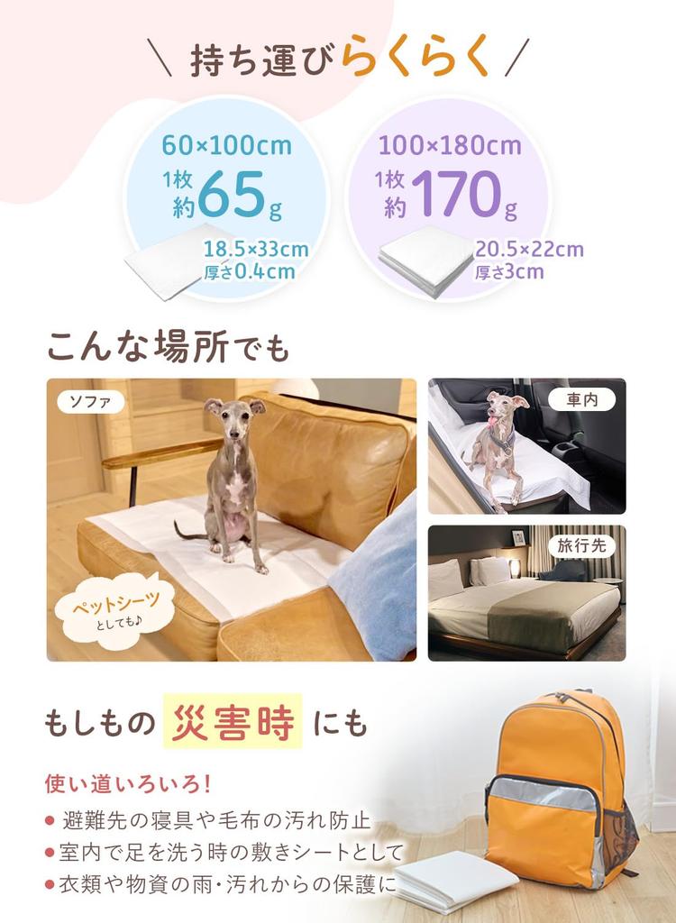 Keratta Disposable Waterproof Sheets, Large Capacity, Absorbent, for Partial Use, Single Size (60 X 100 Cm / 30 Sheets)