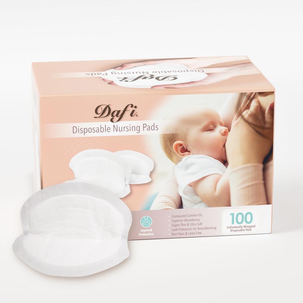 DAFI Breast Pads, 100 Pads (1 Pad X 100 Packs) Soft Nursing Pads Gently Wrap Nipples Postpartum Pads for Breastfeeding Moms