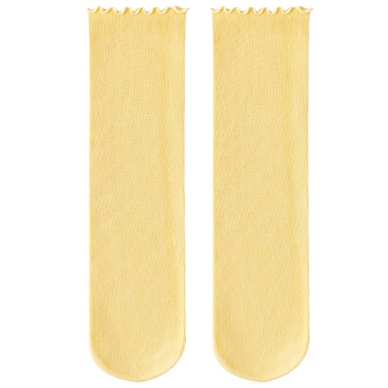 Women's Spring and Summer Socks, Solid Color Black Ear-trimmed Mid-calf Socks, Dad Shoes, Versatile Women's Socks