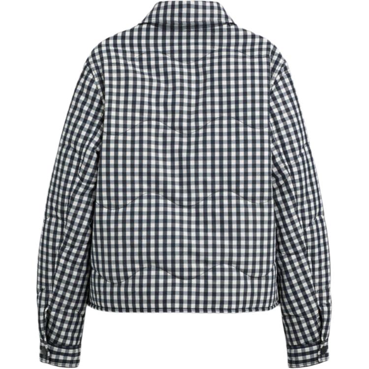 Coach Ss25 Plaid Quilted Lapel Long Sleeve Cotton Jacket Unisex Jacket Black CAH65-W4M