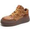 Fashion Spring Autumn Leather Thick Soled High Top Casual Shoes Women's Cowhide Retro Versatile Board Shoes Design Short Boots