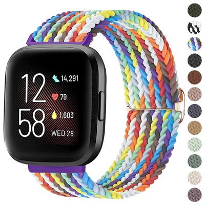 Nylon Woven Braided Watch Band for Fitbit Versa 3/Versa 4 Strap Bracelet Adjustable Wristband for Fitbit Sense/Sense 2 Watchband