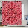Red Floral Shower Curtain with Ladybug Pattern Waterproof Bathroom Decoration for Home Decor Kitchen Linen