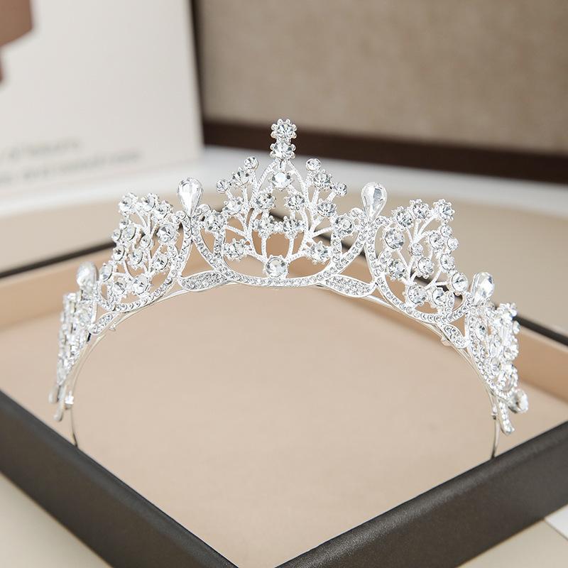 New Bridal Crown Tiara Water Drop Diamond Female Adult Princess Beauty Pageant Crown Wedding Gauze Hair Accessories