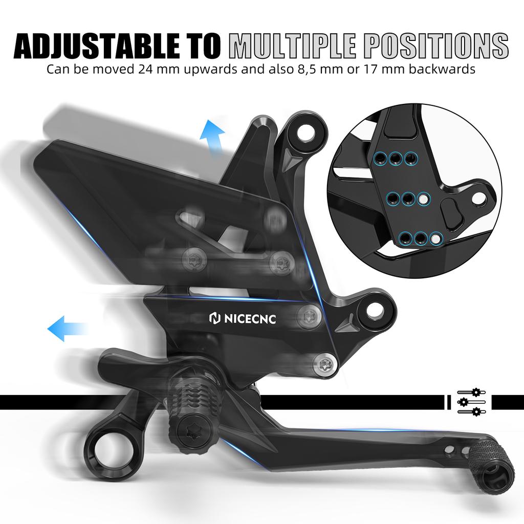 2020-2024 For KTM 1290 Super Duke R /EVO 1390 Super Duke R 2024-2025 Adjustable Rearset Foot Peg Footrest Kit