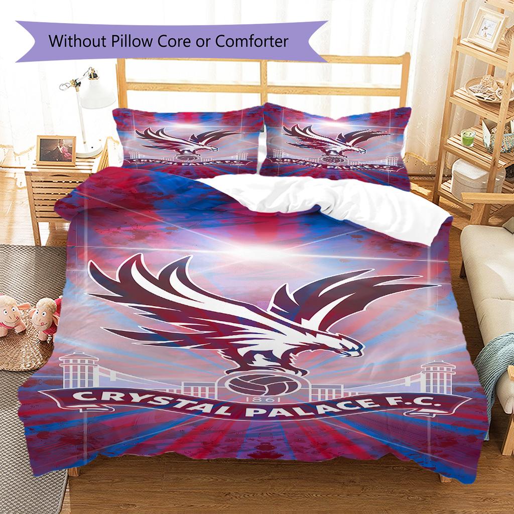 Pościel z wzorem Crystal Palace Football Club, Zestaw kołdry Poszewka na kołdrę Poszewka na poduszkę Domowy Prezent Urodzinowy (1 * poszwa na kołdrę + 2 * poszewki na poduszki, bez rdzenia)