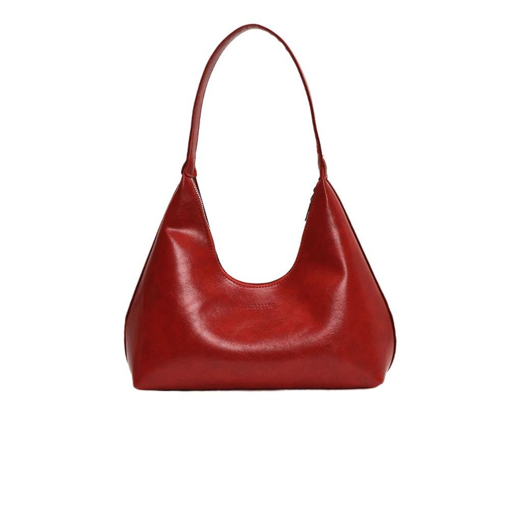 Large Capacity Underarm Bag Solid Color PU Leather Shoulder Bag Soft Women Hobo Bag  Gift