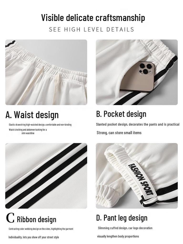 Korean Style Ribbon-Cuffed Harem Sweatpants for Teens - Spring & Autumn Casual Sportswear