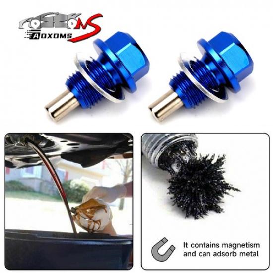 2x Universal M14x1.5 Magnetic Car Engine Oil Drain Plug Screw Nut Bolt Sump Blue
