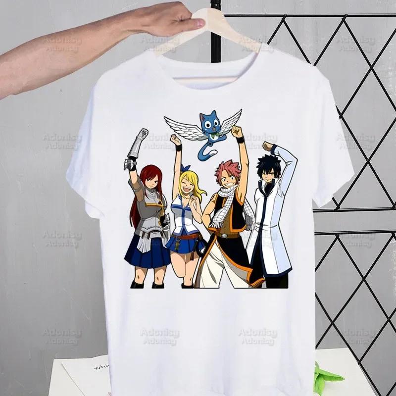 Anime Fairy Tail Kreslený Natsu Erza Gray Lucy Trička Léto Pánské/Dámské Hip Hopové Tričko Streetwear trička Krátký Rukáv Topy