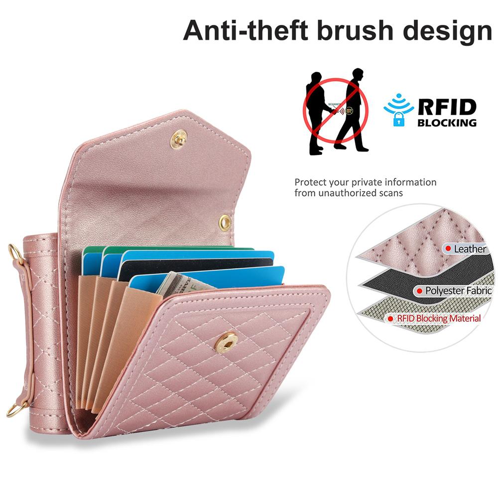 Blocking Card Holder Leather Cover for Samsung Galaxy Z Flip 6 5 4 3 Flip6 Flip5 Flip4 Flip3 5G Crossbody Wallet Phone Case