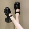 Bow High Heel with Skirt Single Shoes Women's Autumn New Thick Heel Thick Sole Mary Jane Small Leather Shoes