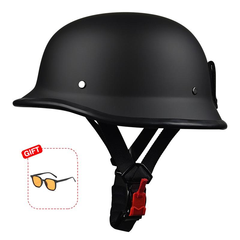 18 Half Helmet Motorcycle Helmet Electric Vehicle Bike Riding Locomotive for Cruiser Retro Four Seasons Unisex Teenager Child