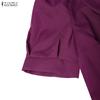 ZANZEA Women Casual V-Neck Solid Color Summer Short Sleeve Dress