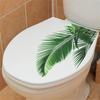1pc Tropical Leaf Pattern Self-Adhesive Toilet Lid Decals, Easy Apply & Remove Bathroom Wall Stickers, Bathroom Accessories