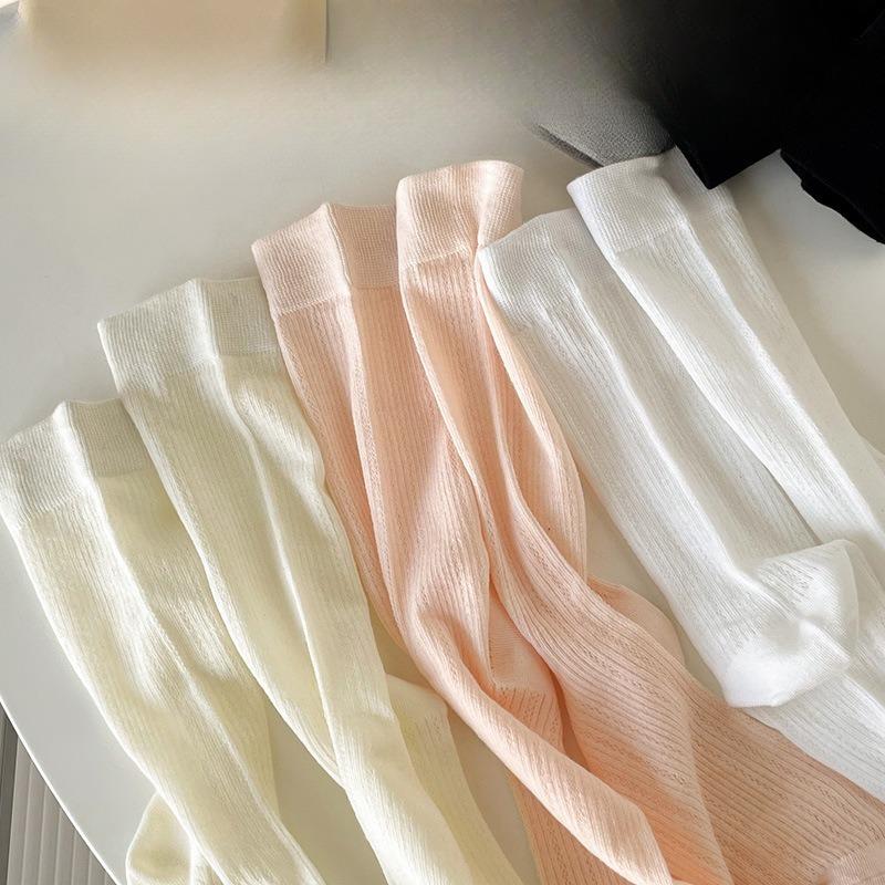 Women's Mid-calf Socks, Thin Ice Silk for Spring and Summer, Long Pile Socks for Summer