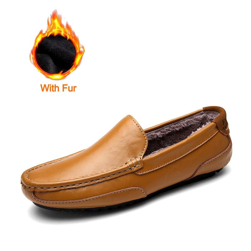 

Модная мужская обувь Зимняя модная кожаная повседневная обувь Высококачественные теплые плюшевые мокасины Обувь для вождения Мокасины Мужская обувь 44