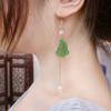 Retro High-End Lotus Earrings, Antique Temperament Asymmetric Lotus Leaf Pearl Fringed Chain Earrings