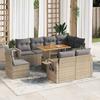 VidaXL Garden Furniture Set with Cushions 9 Pcs Beige Braided Resin 3327167