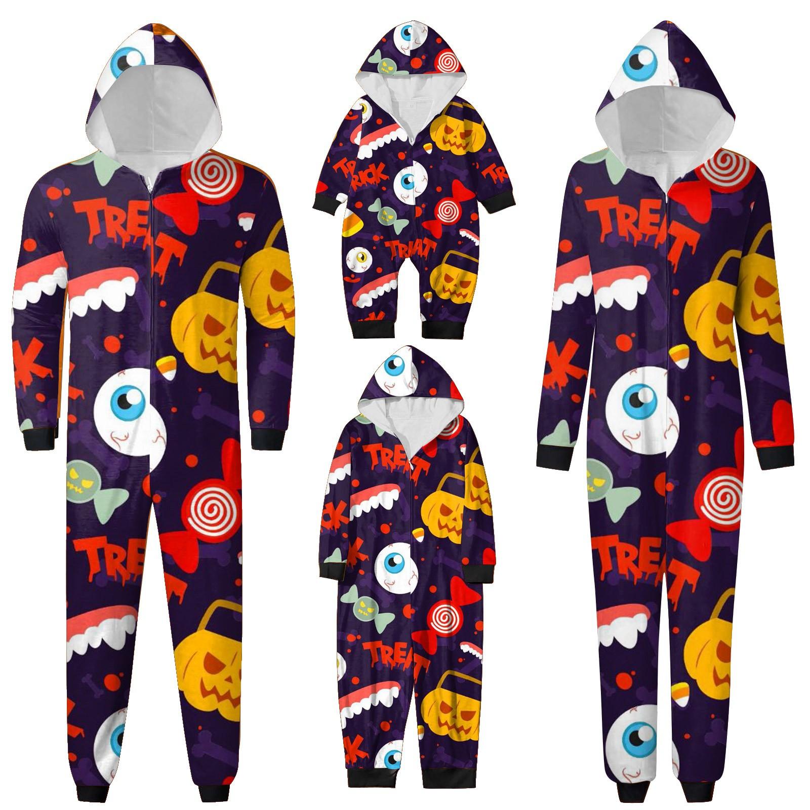 

Хэллоуин принтованный семейный комбинезон с капюшоном и длинными рукавами на молнии 18 Months